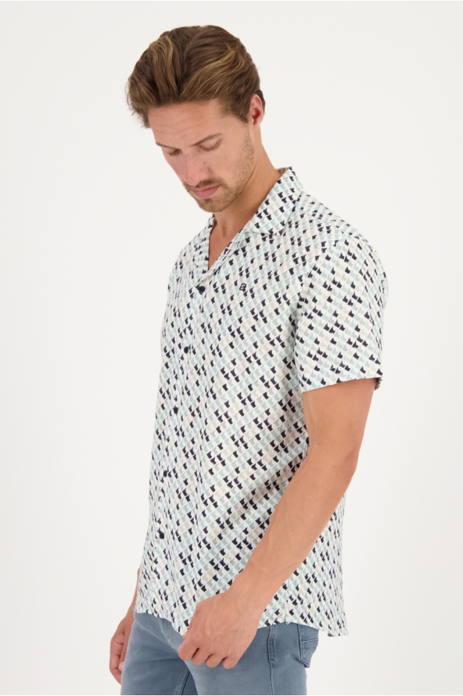 OVERHEMD KORTE MOUW MET OPEN KRAAG 334545 599 sea green